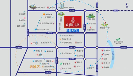 安乡山湖海上城项目自带一万平米风情商业街区，自享品质生活配套，紧邻安乡一中、子龙小学、子龙汽车站等，享便捷生活。